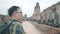 Traveler Asian man spending holiday trip at Ayutthaya, Thailand, backpacker male enjoy his journey at amazing landmark.