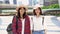 Traveler backpacker Asian women lesbian lgbt couple travel in Bangkok, Thailand.