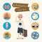 Traveler character Icon set vector