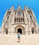 Traveler girl on mount Tibidabo look at the Church of Sacred Heart in Barcelona