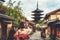 Traveler in Higashiyama District, Kyoto, Japan