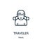 traveler icon vector from travel collection. Thin line traveler outline icon vector illustration. Linear symbol for use on web and