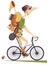 Traveler man rides a bike isolated illustration