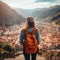 Traveler on Mountain Peak Overlooking Cusco, Peru