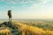 Traveler overlooking the vast savannah landscape