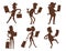Traveler people searching right direction on map vector silhouette traveling freedom and active character lifestyle