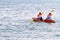 Traveler play small boat at beach