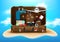 Traveler's desktop with suitcase, camera, plane ticket, passport, compass and binoculars, travel and vacations concept