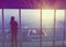 Traveler silhouette at airport