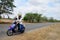 Traveler thai woman ride motorcycle travel around Bagan