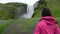 Traveler travel to Skogafoss Waterfall in Iceland.