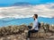 Traveler woman enjoying at viewpoint on island