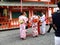 Travelers japanese woman people wear traditional clothing kimono yukata travel visit and pray shake Kau Chim omikuji or siam-si