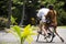 Travelers people walking and biking bicycle in Sri Nakhon Khuean Khan Park and Botanical Garden or khung bang kachao park