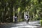 Travelers people walking and biking bicycle in Sri Nakhon Khuean Khan Park and Botanical Garden or khung bang kachao park