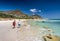 Travelers on a secret beach in Cape Town