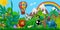 Traveling by air balloon Zoo animals 3D rendering children banner illustration