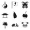 Traveling in Asia icons set, simple style
