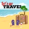 Traveling bag suitcase for trip or vocation, tourism icon baggage for voyage, vector illustration. Summer vocations