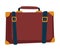 Traveling baggage, suitcase with belts isolated icon, summer vacation
