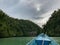 traveling by boat at Kabui Bay, Gam island, Raja Ampat - West Papua, Indonesia
