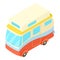 Traveling camper van icon, isometric 3d style