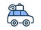 Traveling car single isolated icon with dash or dashed line style