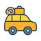 Traveling car single isolated icon with filled line style