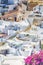 Traveling Concepts. Picturesque View of Beautiful and Colorful Houses of Greek Traditonal Oia or Ia Village at Santorini Island in