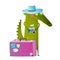 Traveling crocodile tourist with suitcase and camera