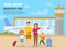 Traveling Family on Vacation. Vector Illustration.