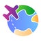 Traveling flat icon. Aircraft and world color icons in trendy flat style. Travel gradient style design, designed for web