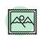 Traveling Posted photography stamp outline flat icon