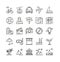 Traveling and recreation linear vector icons set