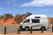 Traveling in a RV in the red desert, Australia