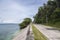 Traveling through a scenic coastal highway bordering the towns of Jagna and Duero in the island of Bohol