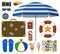 Traveling set with tourist and beach accessories