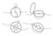 Traveller compass of different design. Single one line drawing equipment for exploration and navigation. Continuous line