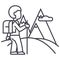 Traveller,hiking vector line icon, sign, illustration on background, editable strokes