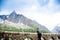 Traveller at Mer de Glace Mont Blanc