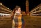 Traveller woman standing near St Marks Campanile in Venice