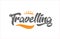 travelling black hand writing word text typography design logo i