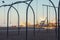 Travelling Rings for exercise at muscle beach jungle gym on in Santa Monica, California at early morning