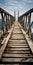 Traversing An Old Wooden Bridge: A Blend Of Earthy Tones And Detailed Craftsmanship