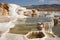 travertine formation, with smooth and shiny surfaces, in natural hot spring