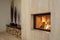 Travertine house: fireplace