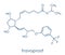 Travoprost eye disease drug molecule. Used in treatment of glaucoma and ocular hypertension. Skeletal formula.