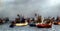 Trawlers and boats moored at Chimbote, Peru