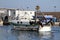 Trawlers fishing boats going to dock after work.