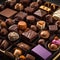 A tray of assorted gourmet chocolates in a fancy box1